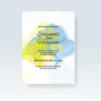 Watercolor wedding invitation card. Beautiful wedding card watercolor with splash. vector