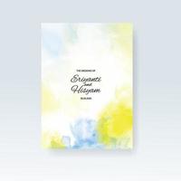 Watercolor wedding invitation card. Beautiful wedding card watercolor with splash. vector