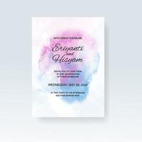 Watercolor wedding invitation card. Beautiful wedding card watercolor with splash. vector