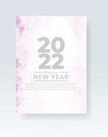 Happy new year 2022 poster or card template with watercolor wash splash vector