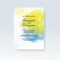 Watercolor wedding invitation card. Beautiful wedding card watercolor with splash. vector