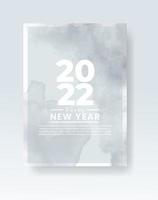 Happy new year 2022 poster or card template with watercolor wash splash vector