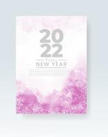 Happy new year 2022 poster or card template with watercolor wash splash vector