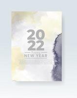 Happy new year 2022 poster or card template with watercolor wash splash vector