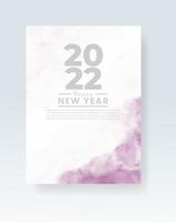 Happy new year 2022 poster or card template with watercolor wash splash vector