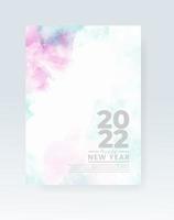 Happy new year 2022 poster or card template with watercolor wash splash vector