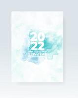 Happy new year 2022 poster or card template with watercolor wash splash vector