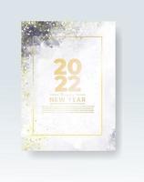 Happy new year 2022 poster or card template with watercolor wash splash vector