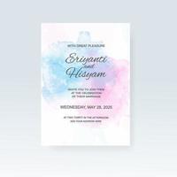 Watercolor wedding invitation card. Beautiful wedding card watercolor with splash. vector