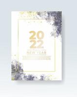 Happy new year 2022 poster or card template with watercolor wash splash vector