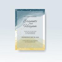 Watercolor wedding invitation card. Beautiful wedding card watercolor with splash. vector