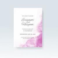 Watercolor wedding invitation card. Beautiful wedding card watercolor with splash. vector