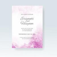 Watercolor wedding invitation card. Beautiful wedding card watercolor with splash. vector