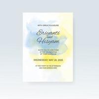 Watercolor wedding invitation card. Beautiful wedding card watercolor with splash. vector