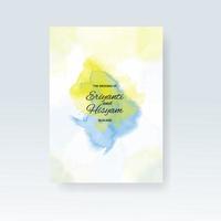 Watercolor wedding invitation card. Beautiful wedding card watercolor with splash.