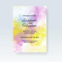 Watercolor wedding invitation card. Beautiful wedding card watercolor with splash. vector