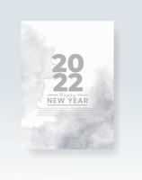 Happy new year 2022 poster or card template with watercolor wash splash vector