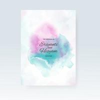 Watercolor wedding invitation card. Beautiful wedding card watercolor with splash. vector