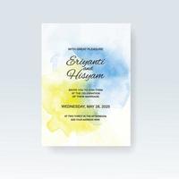 Watercolor wedding invitation card. Beautiful wedding card watercolor with splash. vector