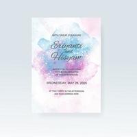 Watercolor wedding invitation card. Beautiful wedding card watercolor with splash. vector