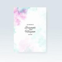 Watercolor wedding invitation card. Beautiful wedding card watercolor with splash. vector