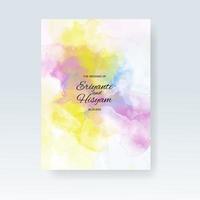 Watercolor wedding invitation card. Beautiful wedding card watercolor with splash. vector