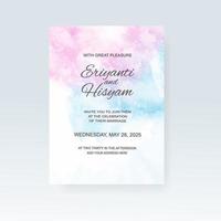 Watercolor wedding invitation card. Beautiful wedding card watercolor with splash. vector