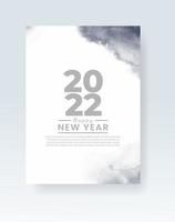 Happy new year 2022 poster or card template with watercolor wash splash vector