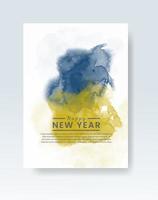 Happy new year 2022 poster or card template with watercolor wash splash vector