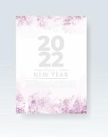 Happy new year 2022 poster or card template with watercolor wash splash vector