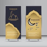 Ramadan banner design template. Golden islamic ornament vector