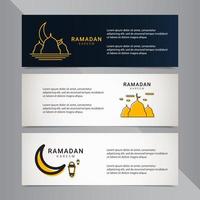 plantilla de diseño de banner de Ramadán. ornamento islámico dorado vector