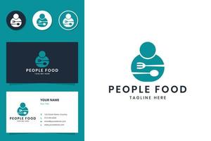 gente comida espacio negativo diseño de logotipo vector