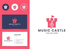 music castle negative space logo design vector