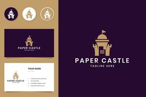 paper castle negative space logo design vector