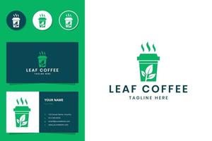 leaf coffee negative space logo design
