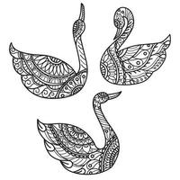 Goose pattern hand drawn for adult coloring book vector