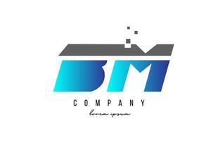 BM B M alphabet letter logo combination in blue and grey color. Creative icon design for company and business vector