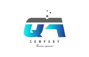 QA Q A alphabet letter logo combination in blue and grey color. Creative icon design for company and business vector