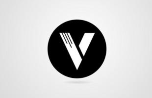 V white alphabet letter black circle company business logo icon design corporate vector