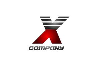 Diseño de icono de logotipo de letra del alfabeto x en color degradado gris rojo para negocios y empresa vector