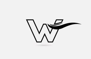 W icono de logotipo de letra del alfabeto en blanco y negro para empresas y empresas con diseño de línea simple vector