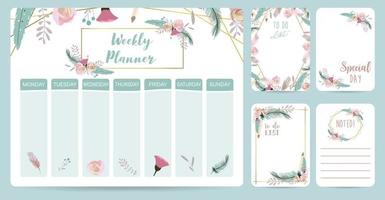 Weekly planner start on Sunday with animal and sun,to do list that use for vertical digital and printable A4 A5 size