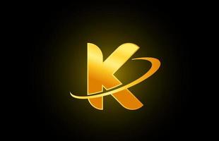 K alphabet letter logo icon for business and company with gold design vector