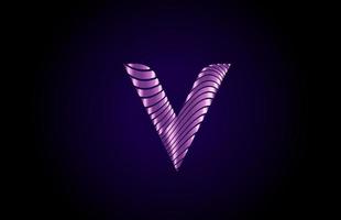 V purple blue alphabet letter logo icon for company. Simple metallic line design for corporate and business vector