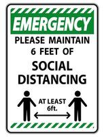 Emergency For Your Safety Maintain Social Distancing Sign on white background vector