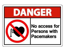 Danger No Access For Persons With Pacemaker Symbol Sign On White Background vector