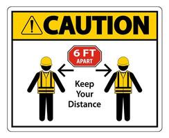 Caution Social Distancing Construction Sign Isolate On White Background,Vector Illustration EPS.10 vector