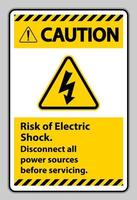 Caution Risk of electric shock Symbol Sign Isolate on White Background vector