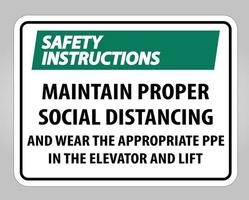 Safety Instructions Maintain Proper Social Distancing Sign Isolate On White Background,Vector Illustration EPS.10 vector